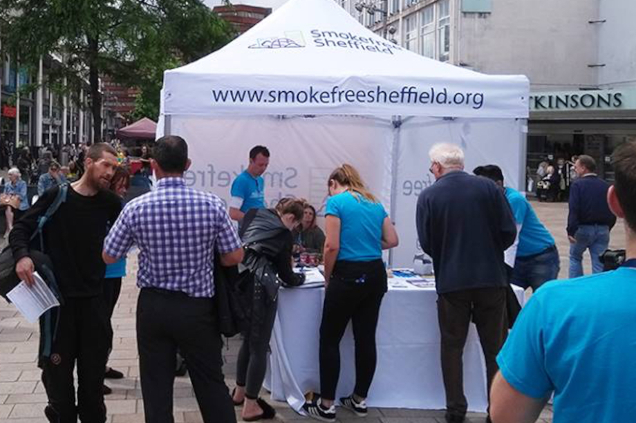 Smokefree Sheffield tent on the Moor