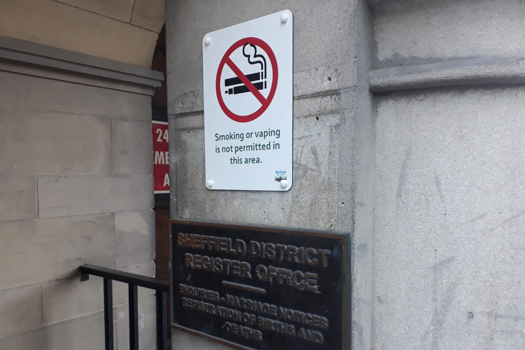 Sign outside Sheffield Town Hall