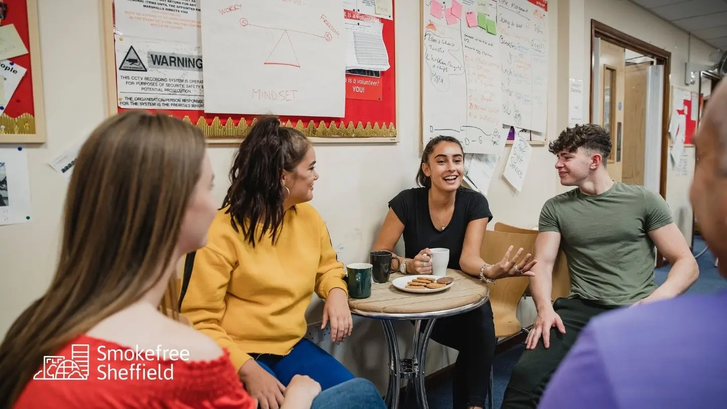 A group of young people talking